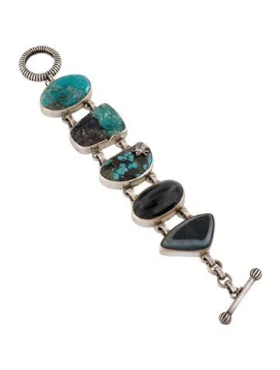 Pre-owned Stephen Dweck Vintage Multistone One Of A Kind Bracelet, 6.5" In Multicolor