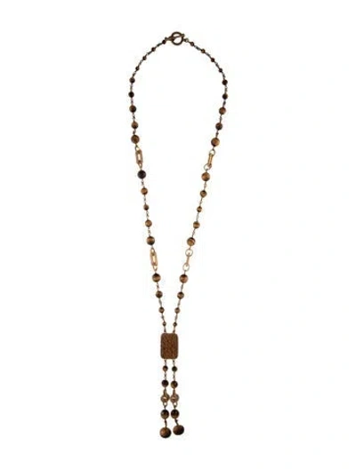 Pre-owned Stephen Dweck Vintage Stone Lavalier Necklace”, 36" In Brown