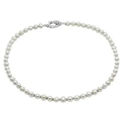 Pre-owned Stephen Dweck White Pearl Necklace In Sterling Silver