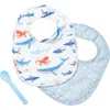 Stephen Joseph Kids'  2-pack Cotton Muslin Bibs & Silicone Spoon Set In Blue