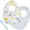 Stephen Joseph Kids'  2-pack Cotton Muslin Bibs & Silicone Spoon Set In Blue