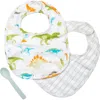 Stephen Joseph Kids'  2-pack Cotton Muslin Bibs & Silicone Spoon Set In Green