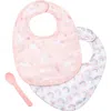 Stephen Joseph 2-pack Cotton Muslin Bibs & Silicone Spoon Set In Pink