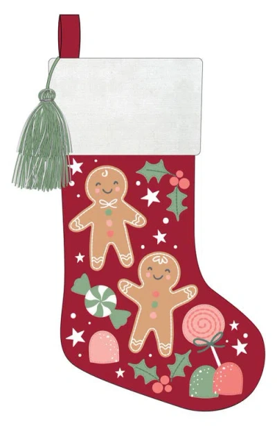 Stephen Joseph Embroidered Holiday Stocking In Red