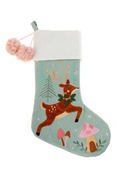 Stephen Joseph Embroidered Holiday Stocking In Blue