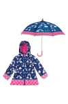 Stephen Joseph Print Raincoat & Umbrella Set In Rainbow