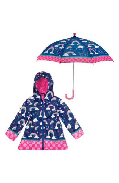 Stephen Joseph Kids' Print Raincoat & Umbrella Set In Rainbow