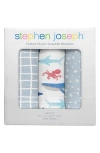 Stephen Joseph Set Of 3 Muslin Blankets In Gray