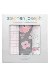Stephen Joseph Set Of 3 Muslin Blankets In Pink