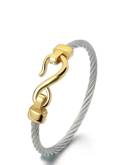 Stephen Oliver 18k Gold & Silver Two Tone Cable Hook Bangle