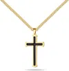 Stephen Oliver 18k Gold Black Modern Cross Necklace In Gold