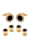 Stephen Oliver 18k Gold Black Tie Formal Cufflink Set In Silver