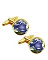 Stephen Oliver 18k Gold Blue Map Cufflinks In Gold
