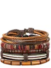 Stephen Oliver Multi Leather Woven Bracelet Set In Multi