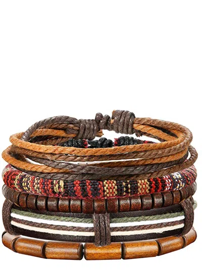 Stephen Oliver Multi Leather Woven Bracelet Set
