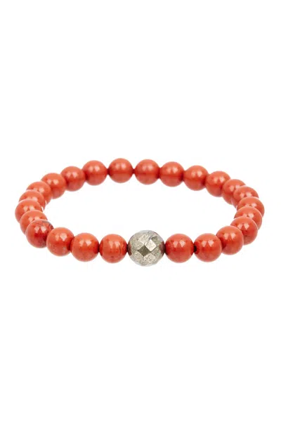 Stephen Oliver Red Jasper Faceted Silver Bracelet