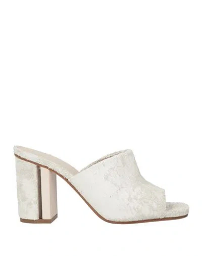Stephen Venezia Woman Sandals Ivory Size 11 Textile Fibers In White
