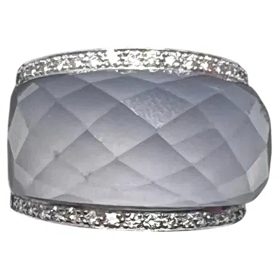 Pre-owned Stephen Webster 18ct White Gold Hematite Crystal Haze And Diamond Cocktail Ring