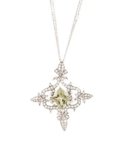 Pre-owned Stephen Webster 18k 5.64ct Color-change Diopside & Diamond Cross Pendant Necklace, 17" In Multi