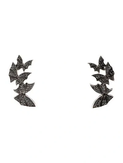 Pre-owned Stephen Webster 18k Diamond Fly By Night Triple Butterfly Earclips In Multicolor