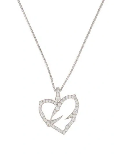 Pre-owned Stephen Webster 18k Diamond Thorn Heart Pendant Necklace, 17" In Multi