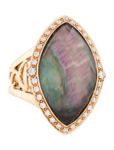 Pre-owned Stephen Webster 18k Mother Of Pearl & Quartz Doublet & Diamond Cocktail Ring In Multi
