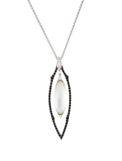 Pre-owned Stephen Webster 18k Mother Of Pearl, Diamond & Sapphire Pendant Necklace, 18" In Multi