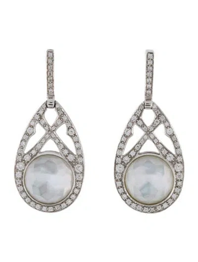 Pre-owned Stephen Webster 18k Mother Of Pearl, Quartz Doublet & Diamond Drop Earrings In Multi