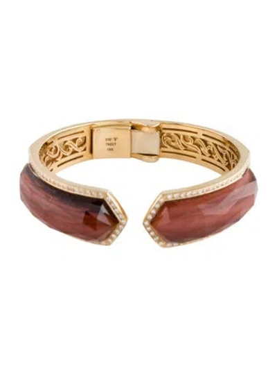 Pre-owned Stephen Webster 18k Quartz Doublet & Diamond Crystal Haze Hinged Cuff, 6.25" In Multi