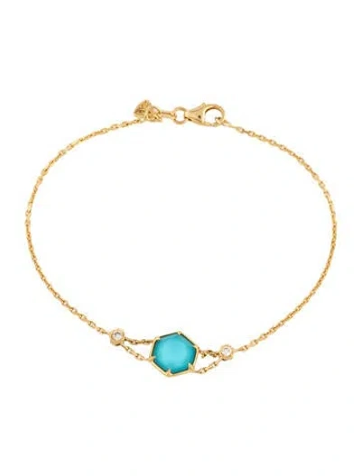 Pre-owned Stephen Webster 18k Quartz Doublet & Diamond Deco Bracelet, 6.75" In Blue