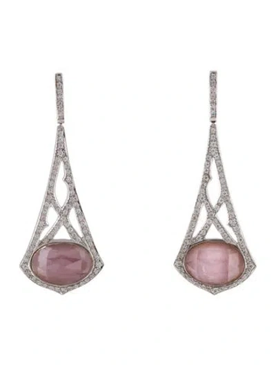 Pre-owned Stephen Webster 18k Quartz Doublet & Diamond Drop Earrings In Multi