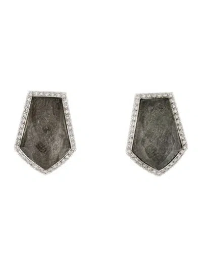 Pre-owned Stephen Webster 18k Quartz Doublet & Diamond Haze Earclips In Multi