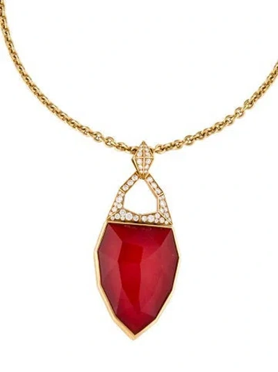 Pre-owned Stephen Webster 18k Quartz Doublet & Diamond Pendant Necklace, 30" In Multi