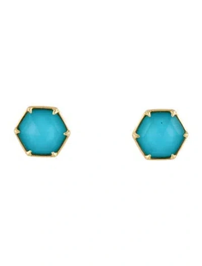 Pre-owned Stephen Webster 18k Quartz Doublet Deco Stud Earrings In Blue