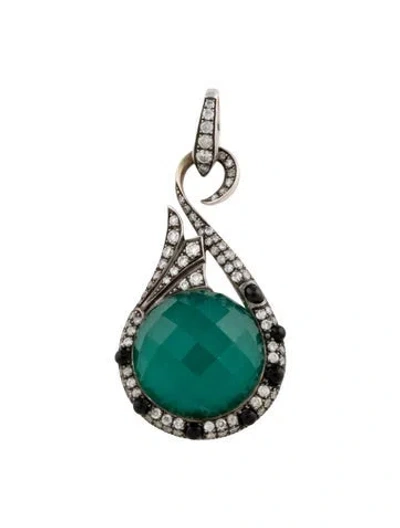 Pre-owned Stephen Webster 18k Quartz Doublet, Onyx & Diamond Pendant In Multi