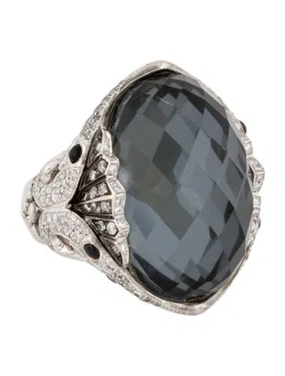 Pre-owned Stephen Webster 18k Quartz, Onyx & Diamond Cocktail Ring In Multi