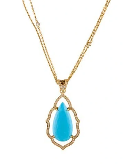 Pre-owned Stephen Webster 18k Turquoise & Diamond Pendant Necklace, 18" In Multi