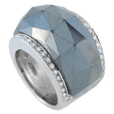 Pre-owned Stephen Webster 18k White Gold 0.55ct Diamond And Hematite Ring