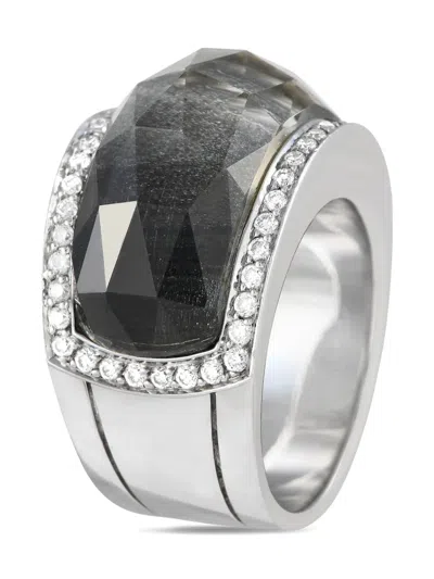 Pre-owned Stephen Webster 18k White Gold Crystal And Diamond Ring In Silver