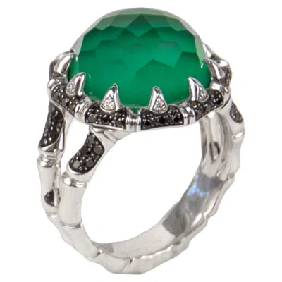 Pre-owned Stephen Webster 18k White Gold Diamond & Green Agate Ring