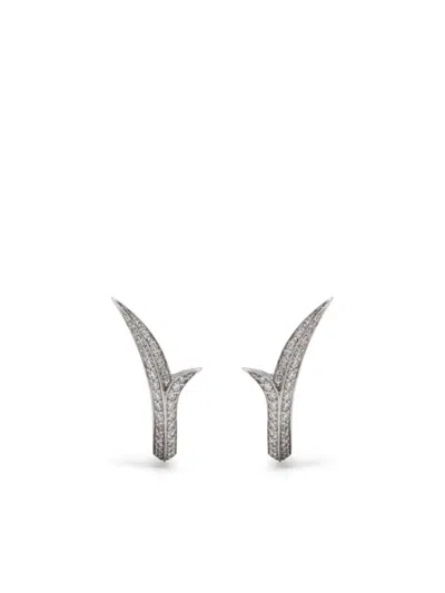 Stephen Webster 18kt White Gold Thorn Stem Diamond Earring In Silver