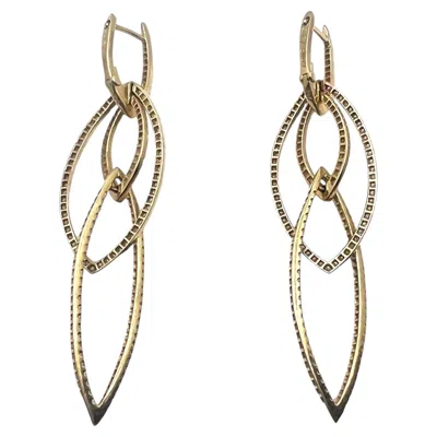 Pre-owned Stephen Webster 18k Yellow Gold And Diamond Geometric Marquise Link Drop Earring