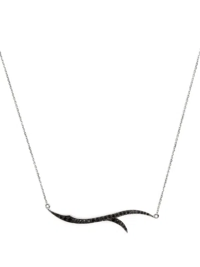 Stephen Webster 18k White Gold Thorn Stem Diamond Necklace In Black