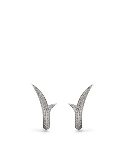 Stephen Webster 18kt White Gold Thorn Stem Diamond Earring In Silver