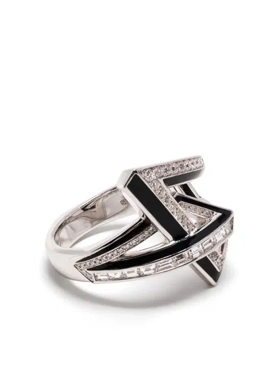 Stephen Webster 18k White Gold Vertigo Obtuse Diamond Ring In Silver