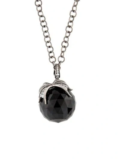 Pre-owned Stephen Webster Cubic Zirconia & Black Jet Crystal Ball Pendant Necklace, 30" In Multicolor