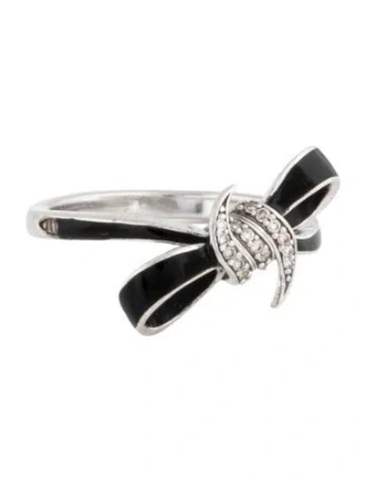 Pre-owned Stephen Webster Diamond & Enamel Forget Me Knot Cocktail Ring In Black