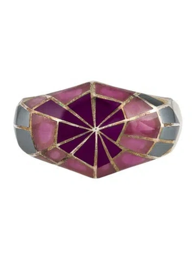 Pre-owned Stephen Webster Dyed Jadeite, Hematine & Resin Shatter Cuff Bracelet, 6.25" In Multi