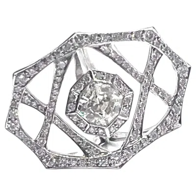 Pre-owned Stephen Webster Femme Fatale Diamond Spider Web Ring In 18k Gold In Multiple