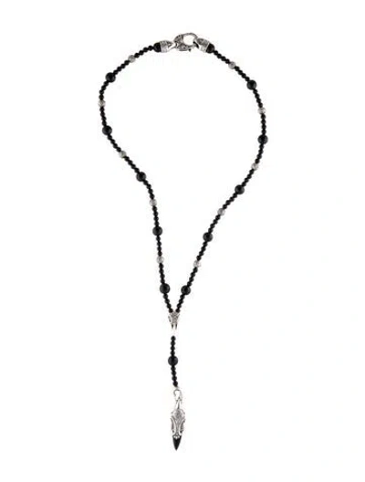 Pre-owned Stephen Webster Garnet & Onyx Bead Station Lavalier Necklace, 21.75" In Multi